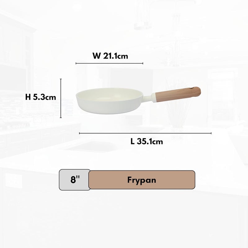 Carote 8-Inch Ceramic Nonstick Fry Pan, PFAS-Free Non-Toxic Coating, Healthy Cooking Frying Pan, Wood-Like Handle, Full-Spray Even-Heat Base, All-Stovetop Compatible Skillet, Dishwasher Safe (Cream) - Image 2