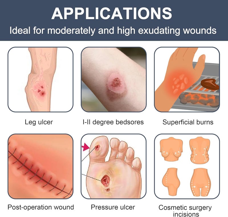 LotFancy 5 Calcium Alginate Wound Dressing Pads and 2 x 13 Yards Tattoo Aftercare Bandage - Image 5