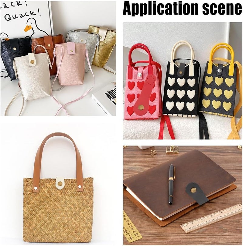 klarako 6 Sets Cowhide Leather Snap Buckles, 3 Colors Leather Tab Closure Sew On Leather Snap Buttons Purse Wallet Bag Buckle Fasteners DIY Craft Sewing Accessories for Pouches Coats Jacket - Image 5