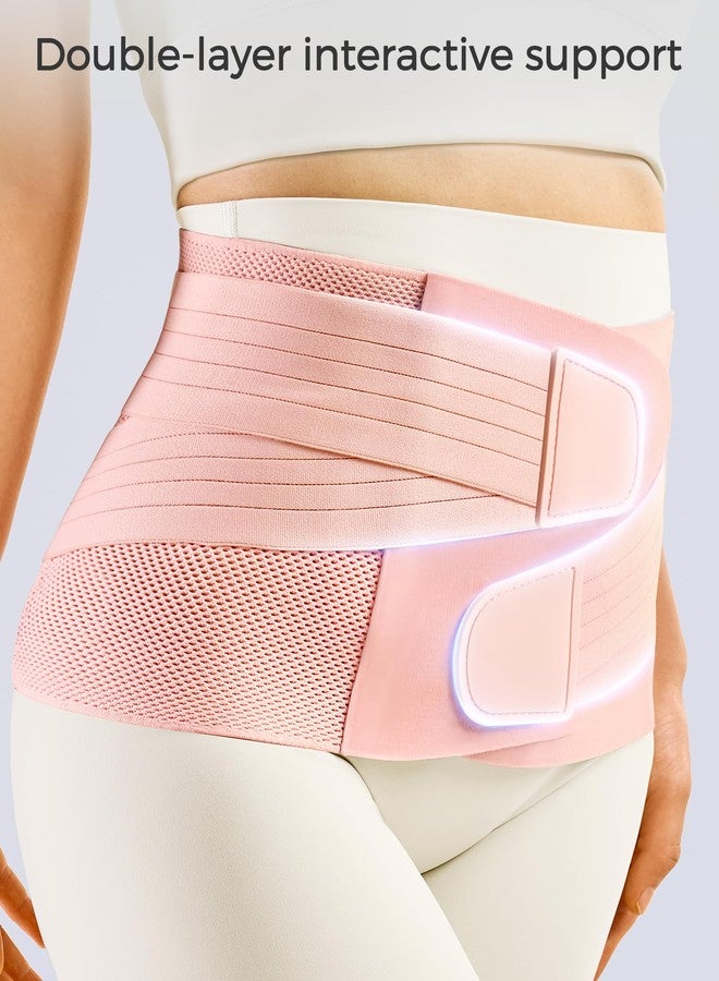 FREETOO Postpartum Belly Band Wrap for Women,Abdominal Binder Post Surgery,for Natural Delivery,C Section Belly Binder Post Partum,Stomach Binder Postpartum with Adjustable Compression,M,Pink - Image 3