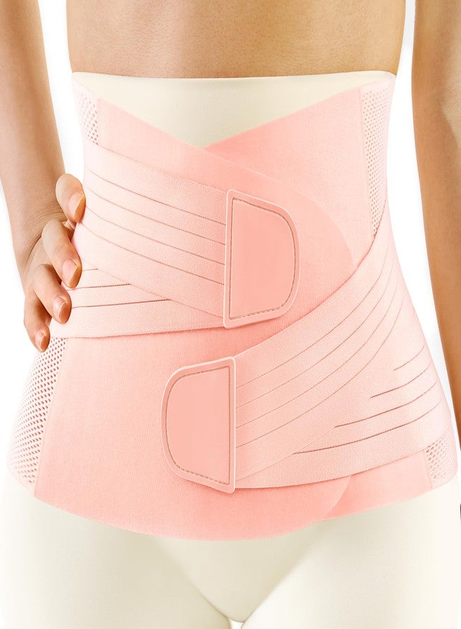FREETOO Postpartum Belly Band Wrap for Women,Abdominal Binder Post Surgery,for Natural Delivery,C Section Belly Binder Post Partum,Stomach Binder Postpartum with Adjustable Compression,M,Pink - Image 1