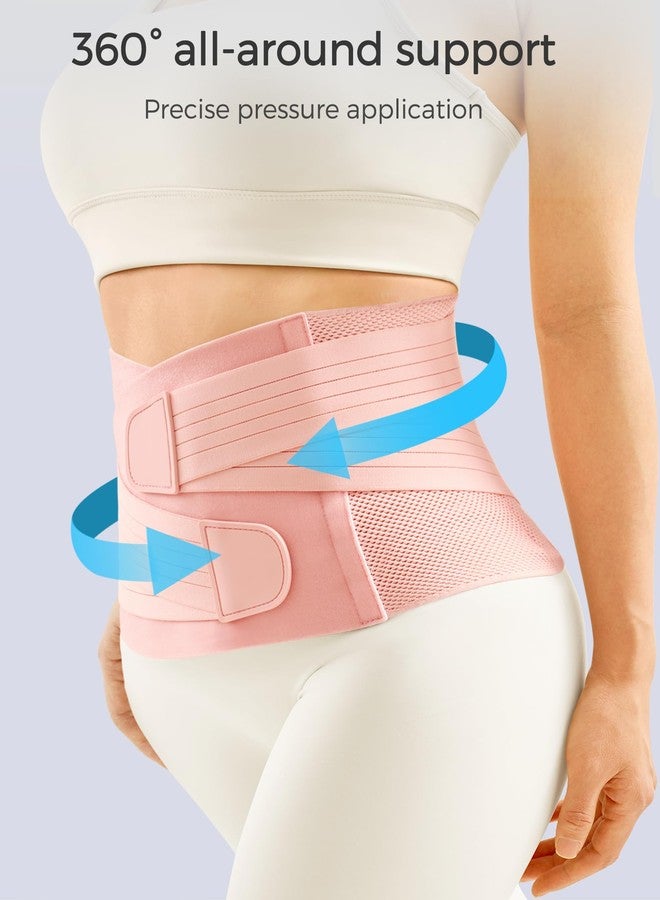 FREETOO Postpartum Belly Band Wrap for Women,Abdominal Binder Post Surgery,for Natural Delivery,C Section Belly Binder Post Partum,Stomach Binder Postpartum with Adjustable Compression,M,Pink - Image 2