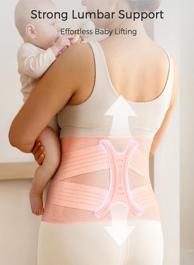 FREETOO Postpartum Belly Band Wrap for Women,Abdominal Binder Post Surgery,for Natural Delivery,C Section Belly Binder Post Partum,Stomach Binder Postpartum with Adjustable Compression,M,Pink - Image 4
