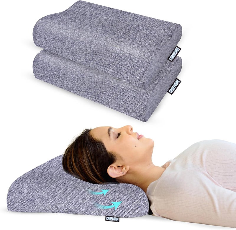 CareFoam وسادة الرقبة كيرفوم ألتيمايت لتخفيف آلام النوم، تحسن وضعية الجسم ومحاذاة العمود الفقري، وسادة تخفيف آلام الرقبة برغوة الذاكرة فائقة الاستجابة وغلاف صديق للبشرة، أبيض عبوة واحدة - Image 1