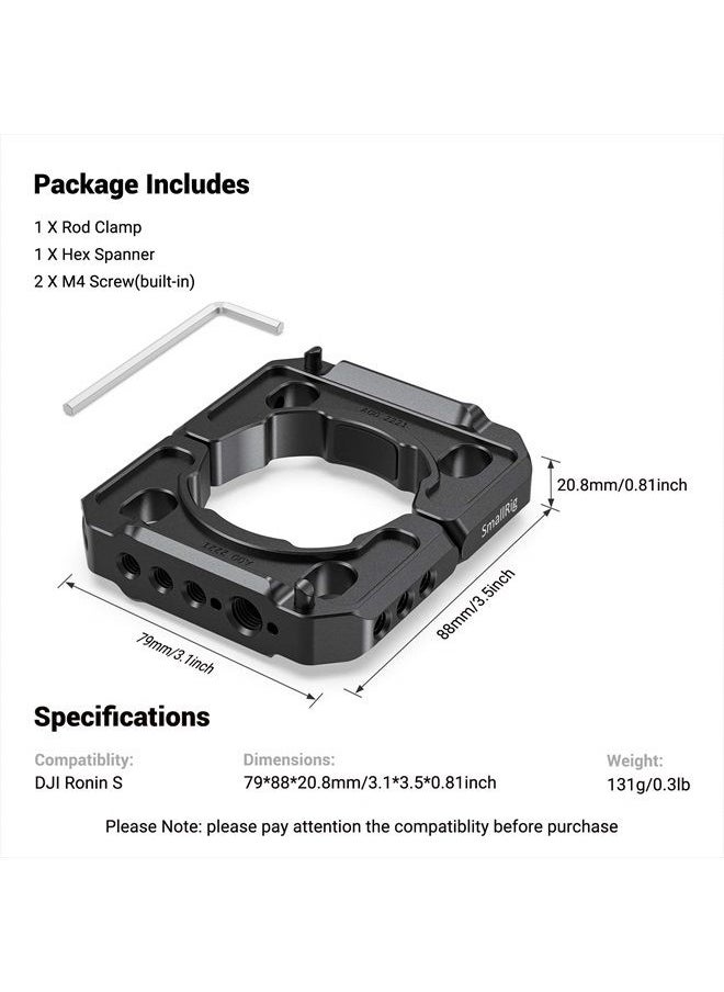 SMALLRIG - Rod Clamp Ring Extension Mounting Ring Compatible with DJI Ronin S Gimbal Stabilizer for DSLR Camera w/NATO Rail, 1/4'' Threaded Holes and 3/8'' Locating Holes for ARRI Standard – 2221 - Image 1