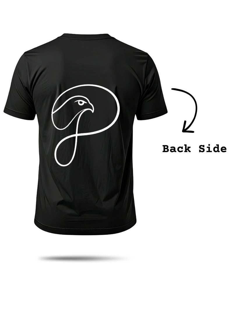 JP Store "New Collection" Black Crew Neck T-Shirt with Eye & Monogram Graphic - Image 2