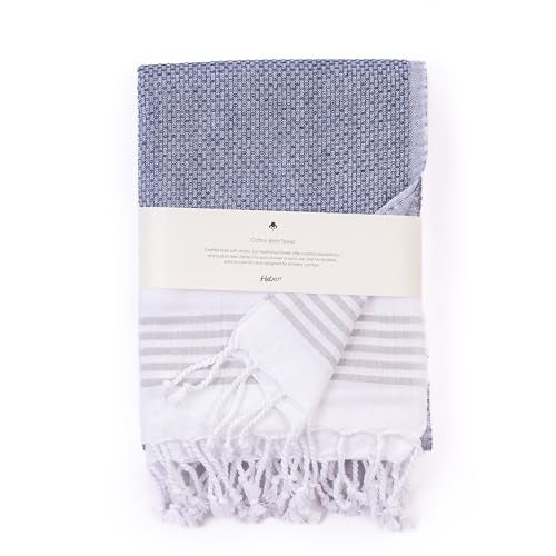HABER Premium Light Weight 100% Cotton Bath Towel with Unique Micro Waffle Texture for Active Feel, Quick Absorption and Faster Drying Towel (Pack of 1, Blue) - Image 1