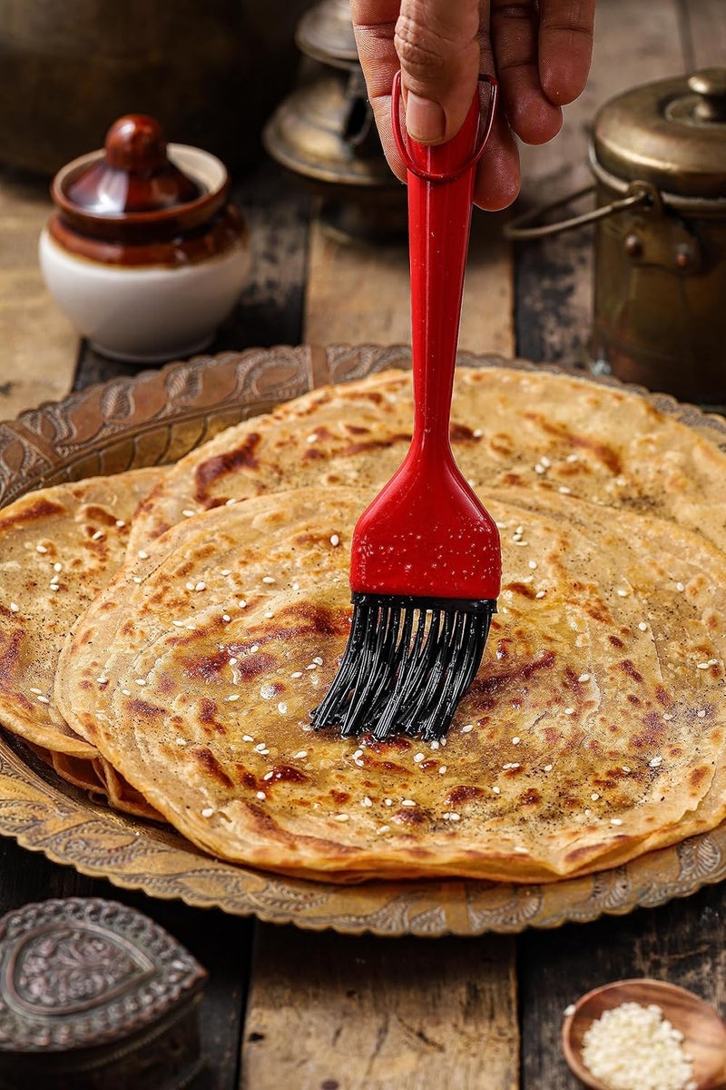 Clazkit Silicone Basting Brush, Stainless Steel Basting Brush with Silicone Bristles for BBQ/Grilling/Pastry/Turkey Baster, BPA Free- Red - Image 1