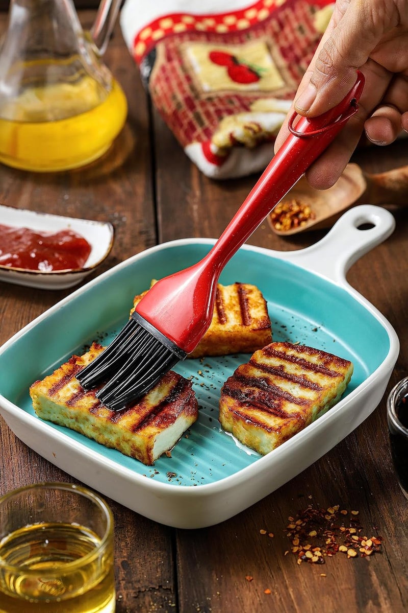 Clazkit Silicone Basting Brush, Stainless Steel Basting Brush with Silicone Bristles for BBQ/Grilling/Pastry/Turkey Baster, BPA Free- Red - Image 3