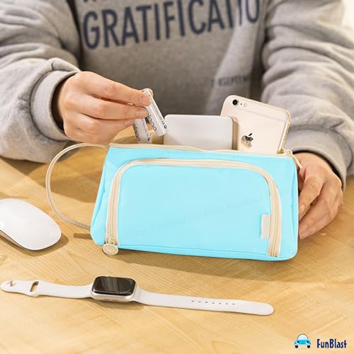 FunBlast Pouch for Girls - Multipurpose Zipper Pouches for Kids & Adults, Stationary Organizer Bag, Makeup,Cosmetic Pouch, Toiletry Bag, Water Resistance for Travel Accessories (Light Blue) - Image 5