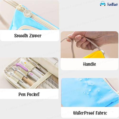 FunBlast Pouch for Girls - Multipurpose Zipper Pouches for Kids & Adults, Stationary Organizer Bag, Makeup,Cosmetic Pouch, Toiletry Bag, Water Resistance for Travel Accessories (Light Blue) - Image 3