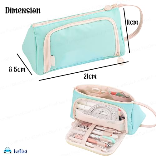 FunBlast Pouch for Girls - Multipurpose Zipper Pouches for Kids & Adults, Stationary Organizer Bag, Makeup,Cosmetic Pouch, Toiletry Bag, Water Resistance for Travel Accessories (Light Blue) - Image 2