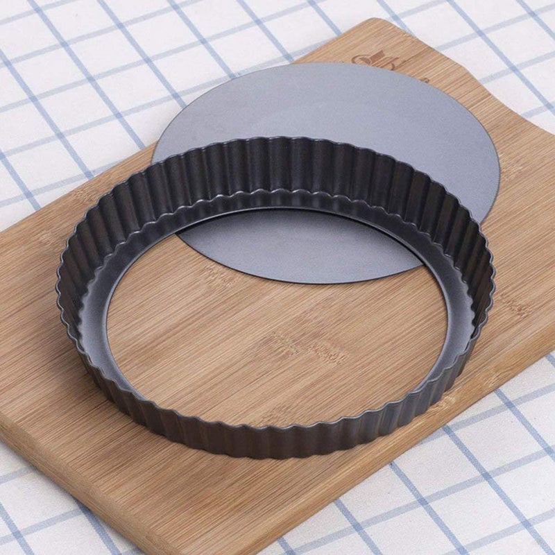 RICHSC-PAN Tart Pan, 9 Inch Tart Pans, Non-Stick Removable Loose Bottom Carbon Steel 9In Tart Pan, The 9.5 Inches at the Top and 9 Inches at the Bottom, With a Depth of 1.1 Inches. - Image 1