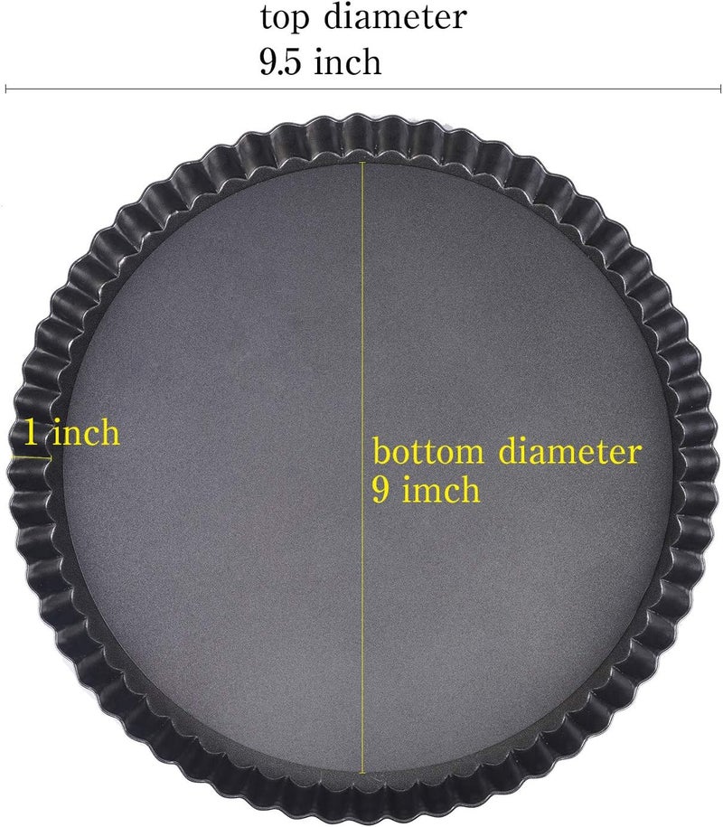 RICHSC-PAN Tart Pan, 9 Inch Tart Pans, Non-Stick Removable Loose Bottom Carbon Steel 9In Tart Pan, The 9.5 Inches at the Top and 9 Inches at the Bottom, With a Depth of 1.1 Inches. - Image 2