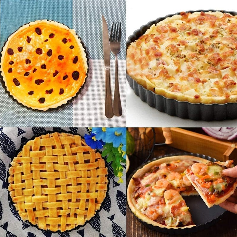 RICHSC-PAN Tart Pan, 9 Inch Tart Pans, Non-Stick Removable Loose Bottom Carbon Steel 9In Tart Pan, The 9.5 Inches at the Top and 9 Inches at the Bottom, With a Depth of 1.1 Inches. - Image 5