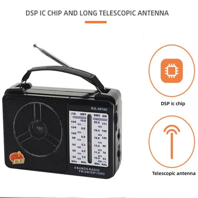مشغل راديو كامل الفرقة عائدة للأسلوب بصوت عالي راديو محمول متعدد الوظائف SW/AM/FM RX606AC - Image 2
