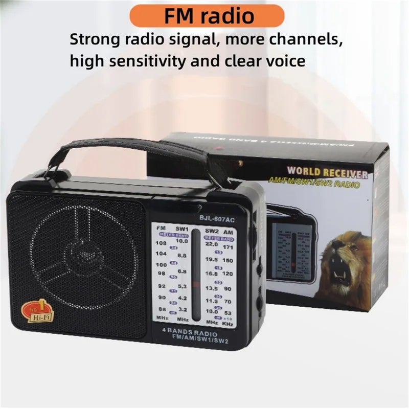 مشغل راديو كامل الفرقة عائدة للأسلوب بصوت عالي راديو محمول متعدد الوظائف SW/AM/FM RX606AC - Image 3