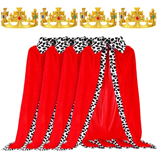 Seematn 4 Pieces King Robe Queen for Adult King Cape Royal Costume with Gold Crown for Birthday Halloween Party Prince Cosplay Carnival Parade United Nations Day Event Christmas - Image 1