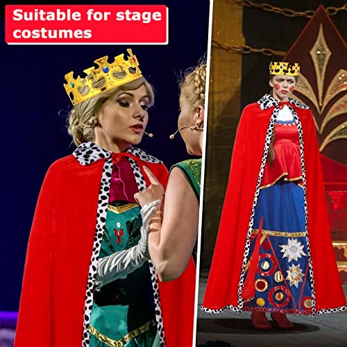 Seematn 4 Pieces King Robe Queen for Adult King Cape Royal Costume with Gold Crown for Birthday Halloween Party Prince Cosplay Carnival Parade United Nations Day Event Christmas - Image 5