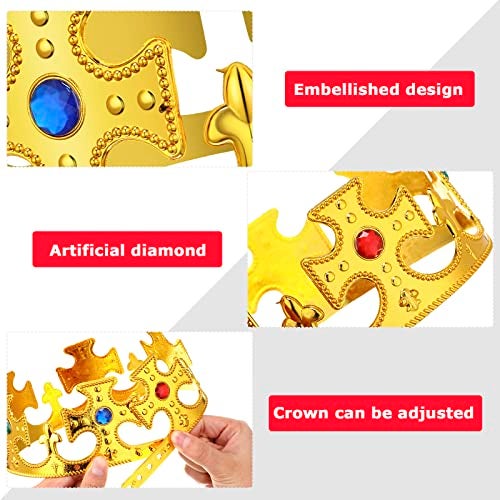Seematn 4 Pieces King Robe Queen for Adult King Cape Royal Costume with Gold Crown for Birthday Halloween Party Prince Cosplay Carnival Parade United Nations Day Event Christmas - Image 4