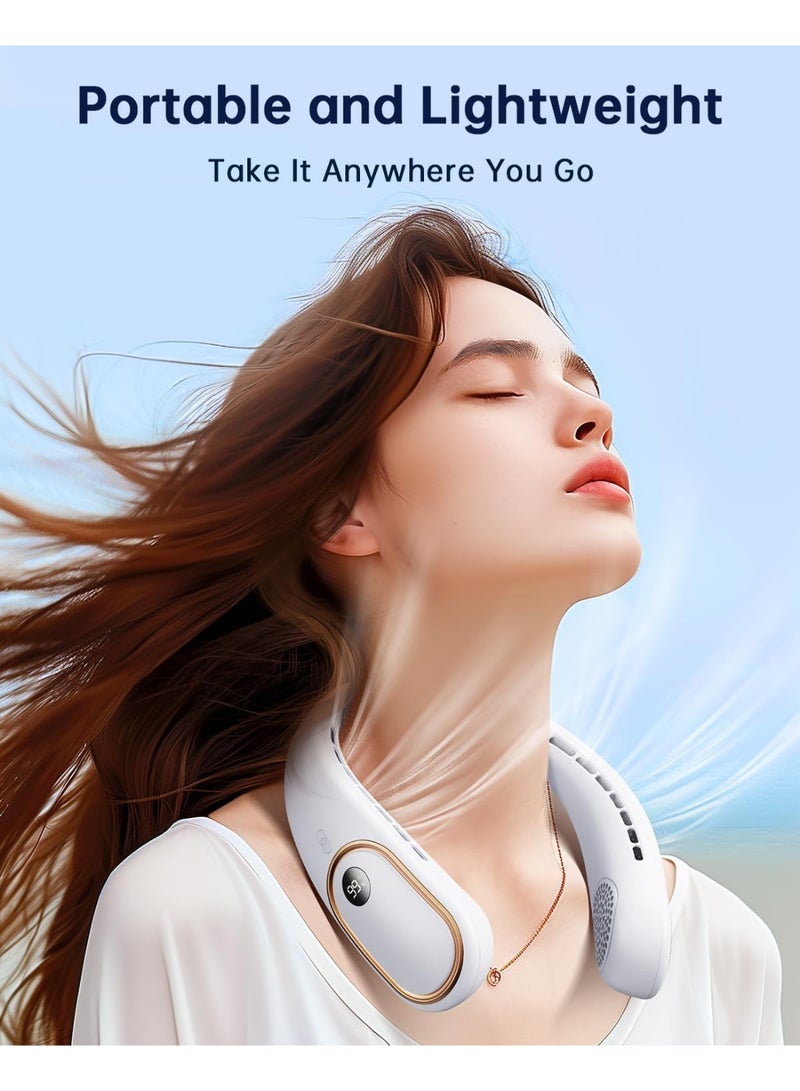 عام مروحة الرقبة قابلة للشحن-مروحة رقبة محمولة 5000 مللي أمبير في الساعة مع عرض رقمي ، 4 سرعات بنسبة 75 ٪ تبريد أقوى ، مروحة شخصية خالية من اليدين للنساء/الرجال/الأطفال ، شحن سريع ، عبوات جاهزة للهدايا ، السماء الأزرق - Image 2