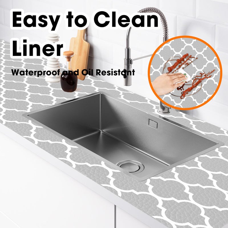 GOPAS Shelf Liner for Kitchen Cabinets Non-Adhesive 12in X 10FT Cabinet Liners for Shelves Waterproof Thick Strong Grip Non Slip Drawer Liner Contact Paper for Cupboard Easy to Clean,Gray Lantern - Image 3