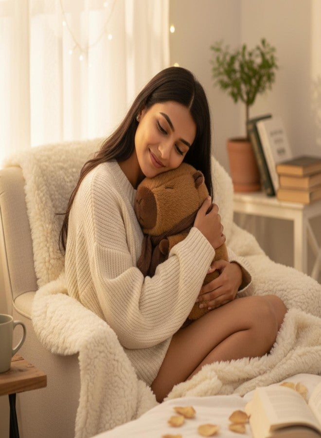Fusked Flufies Plush Soft Toys for New Born Baby and Baby Boy - Soft and Easy Wash Plush - Huggable Plush Toys for Girls and Boys - Soft Toy for Home Décor (Capybara in Scarf) - Image 5