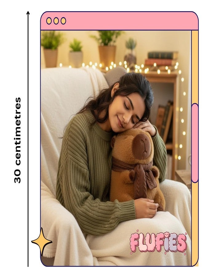 Fusked Flufies Plush Soft Toys for New Born Baby and Baby Boy - Soft and Easy Wash Plush - Huggable Plush Toys for Girls and Boys - Soft Toy for Home Décor (Capybara in Scarf) - Image 4