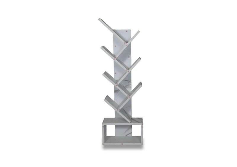 SBF Furniture Book Shelf for Home Library 7Tier Tree Shaped Book Rack for Study Room Wooden Book Stand Storage Space for Office Livingroom Bedroom White_Taj_Marble DIYDoItYourself