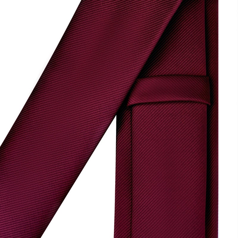 Branduce 2.4" Burgundy Tie for Wedding Mens Skinny Tie 6cm Solid Wine Red Slim Necktie (TA04-11) - Image 4