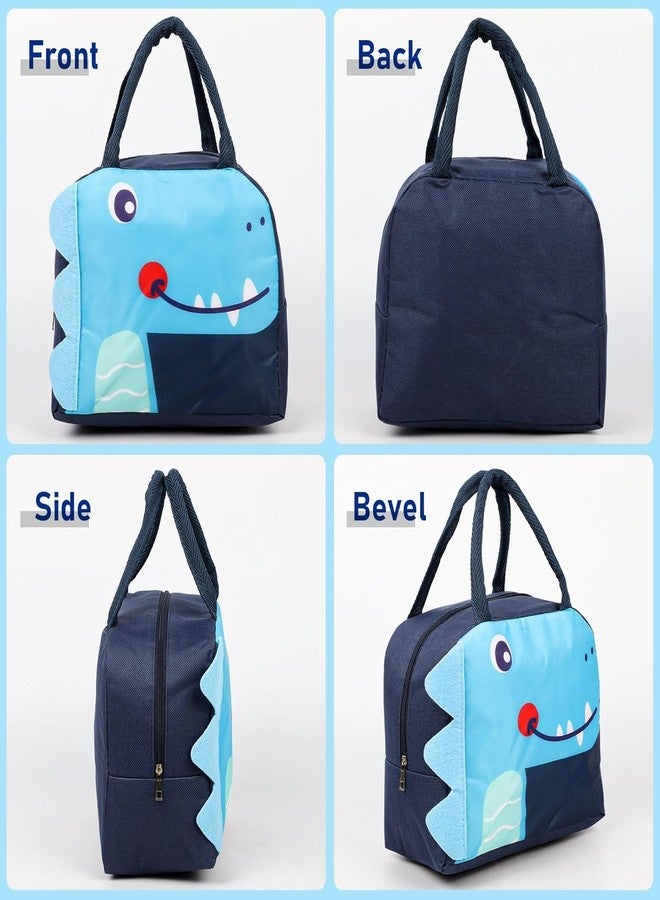 Flywind Kids Lunch Bag for Girls Boys Students | Small Foldable Waterproof Lunch Box for Travel Picnic School | Reusable Cartoon Insulated Lunchbag (Navy Crocodile) - Image 5