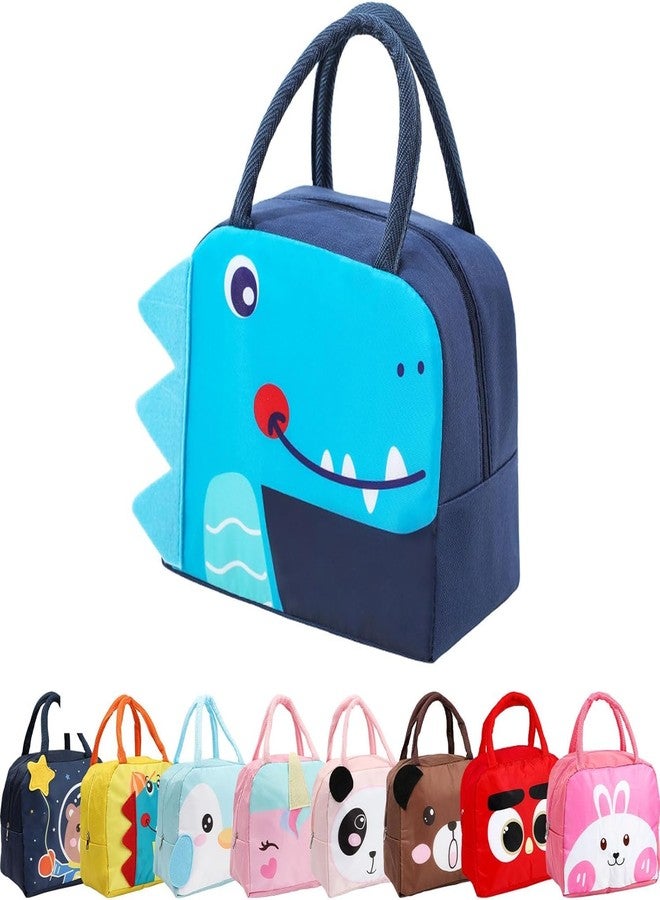 Flywind Kids Lunch Bag for Girls Boys Students | Small Foldable Waterproof Lunch Box for Travel Picnic School | Reusable Cartoon Insulated Lunchbag (Navy Crocodile) - Image 1