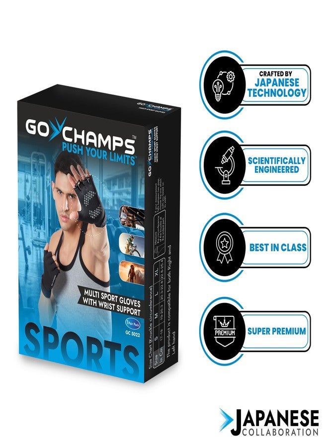 قفازات GoChamps Premium متعددة الاستخدامات بدون أصابع مع دعم للمعصم، قبضة مانعة للانزلاق، قابلة للتهوية، خفيفة الوزن، مفيدة في صالة الألعاب الرياضية وركوب الدراجات والرحلات ورفع الأثقال، مقاس كبير (20.3-22.8 سم، زوج واحد) - Image 5