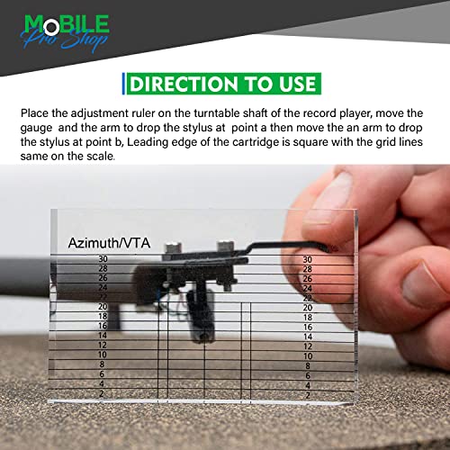 Mobile Pro Shop Turntable Azimuth Cartridge Alignment Protractor Set- Vinyl Record Player VTA Azimuth Ruler + Turntable Phono Cartridge Stylus Alignment Protractor - Image 3