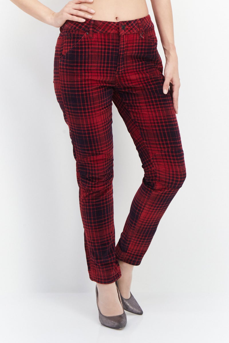G-Star RAW Women Boyfriend Fit Mid Waist Plaid Denim, Dark Brown Combo - Image 1
