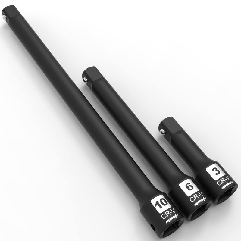 EPAuto 1/2-Inch Drive Impact Socket Extension Bar Set, Cr-V, 3 Pieces - Image 1