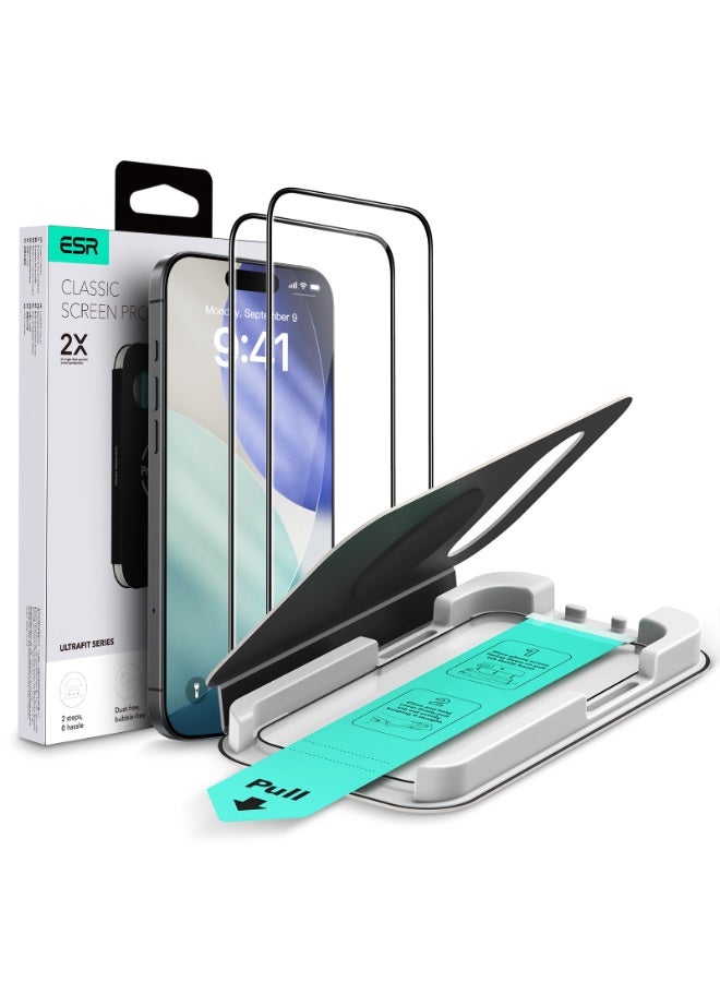 ESR 2 Pack for iPhone Air Screen Protector, Military-Grade Shatterproof, 9H Hardness, Full Coverage Tempered Glass for iPhone 17 Air with Ultra Fit Tray clear - Image 1