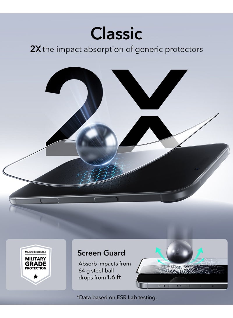 ESR 2 Pack for iPhone Air Screen Protector, Military-Grade Shatterproof, 9H Hardness, Full Coverage Tempered Glass for iPhone 17 Air with Ultra Fit Tray clear - Image 5
