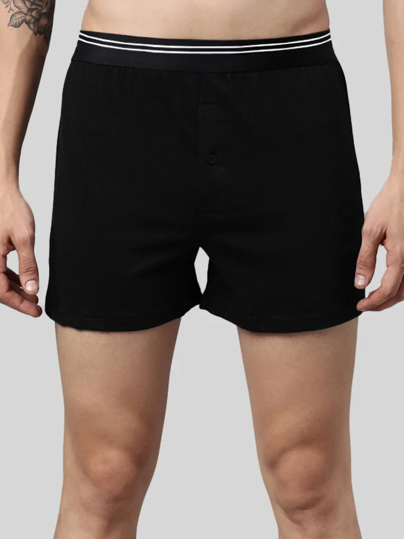 Joven Men Solid Pure Cotton Boxers Pack Of 2