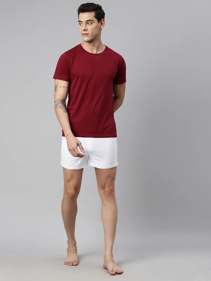 Joven Men Solid Pure Cotton Boxers Pack Of 2