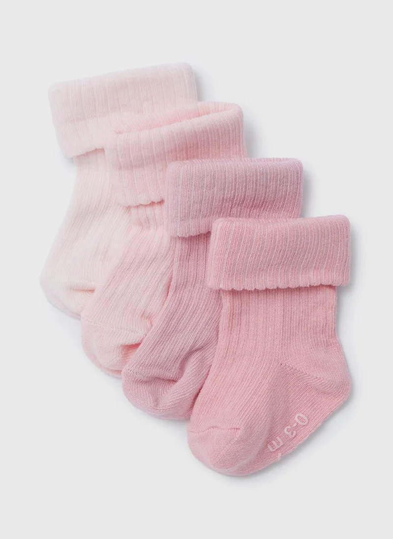 Matalan Baby 4 Pack Pink Ribbed Socks