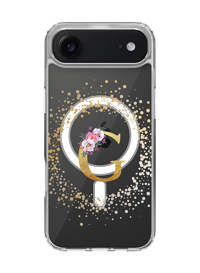Stylizedd Classic Clear MagSafe Case for iPhone 17 Air , Hybrid Soft Case Flexible Edges Anti Drop TPU PC Gel Thin Transparent Cover [ Designed for iPhone 17 Air ] - Custom Monogram Initial Letter Floral Pattern Alphabet - G  (Clear ) - Image 1