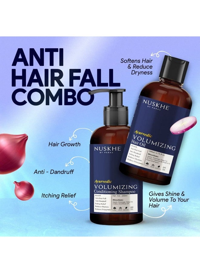 نوسكي باي باراس مجموعة Nuskhe by Paras Anti Hair Fall Combo - شامبو مرطب ومكثف للشعر من الأيورفيدا + زيت مكثف للشعر من الأيورفيدا للرجال والنساء، لإصلاح الشعر الجاف والتالف الباهت ومضاد للتجعد - 200 مل لكل منهما - Image 2