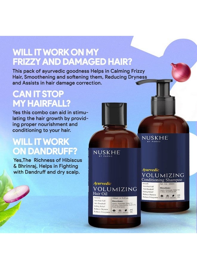 نوسكي باي باراس مجموعة Nuskhe by Paras Anti Hair Fall Combo - شامبو مرطب ومكثف للشعر من الأيورفيدا + زيت مكثف للشعر من الأيورفيدا للرجال والنساء، لإصلاح الشعر الجاف والتالف الباهت ومضاد للتجعد - 200 مل لكل منهما - Image 3