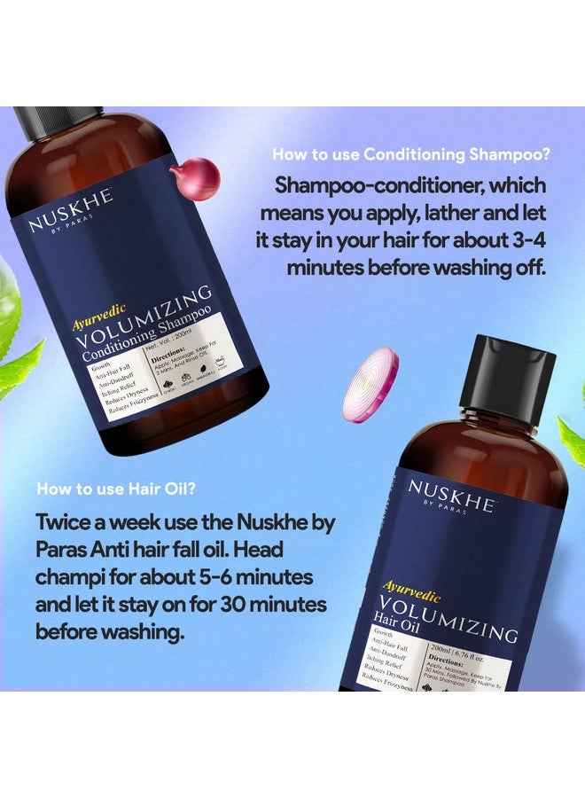 نوسكي باي باراس مجموعة Nuskhe by Paras Anti Hair Fall Combo - شامبو مرطب ومكثف للشعر من الأيورفيدا + زيت مكثف للشعر من الأيورفيدا للرجال والنساء، لإصلاح الشعر الجاف والتالف الباهت ومضاد للتجعد - 200 مل لكل منهما - Image 4
