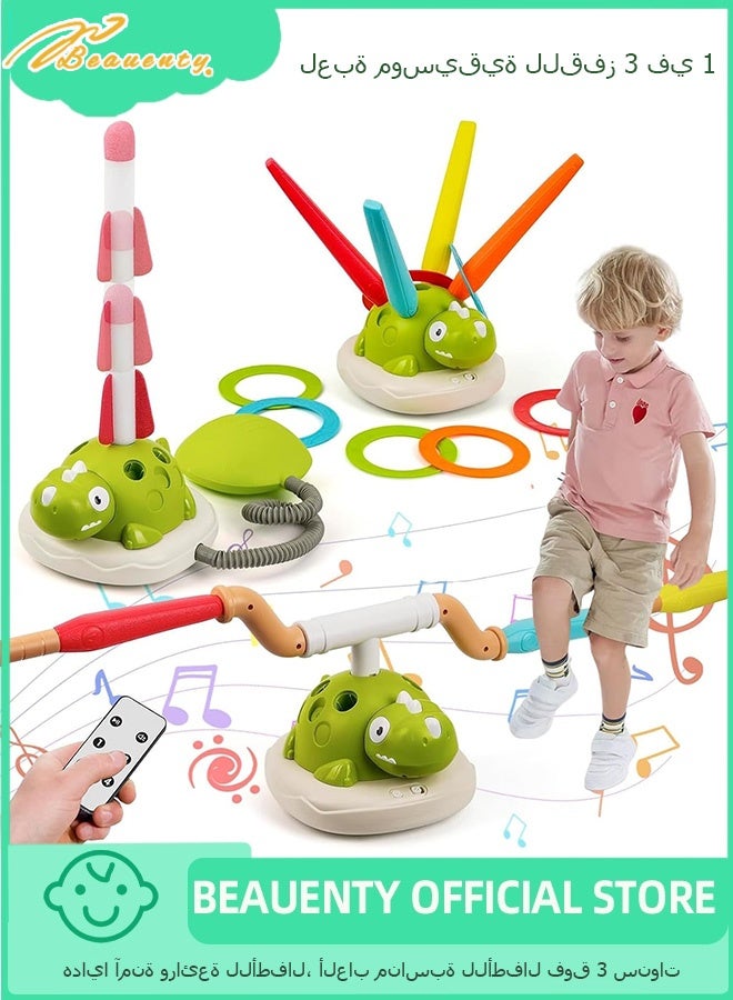 Beauenty 3 in 1 Musical Jump, Toss Ring Game Toy and Rocket Launcher for Outdoor Toys with Remote Control, Indoor Outside Birthday Gifts boys girls Toys for Kids Ages 3+ - Image 1
