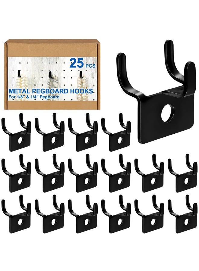 Tandefio 25 Pcs Pegboard Hooks Metal Prong Hook Peg Board Hooks for Hanging Hangers Hooks for Pegboard Wall Picture Jewelry Display Tool (Black) - Image 1