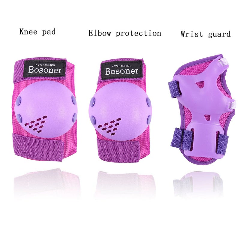 BOSONER Kids/Youth Knee Pads Elbow Pads Wrist Guards Set for 3-15 Years, Child Protective Gear Set for Multi-Sports Outdoor, Roller Skates, Cycling, BMX Bike, Skateboard, Inline Skating - Image 2