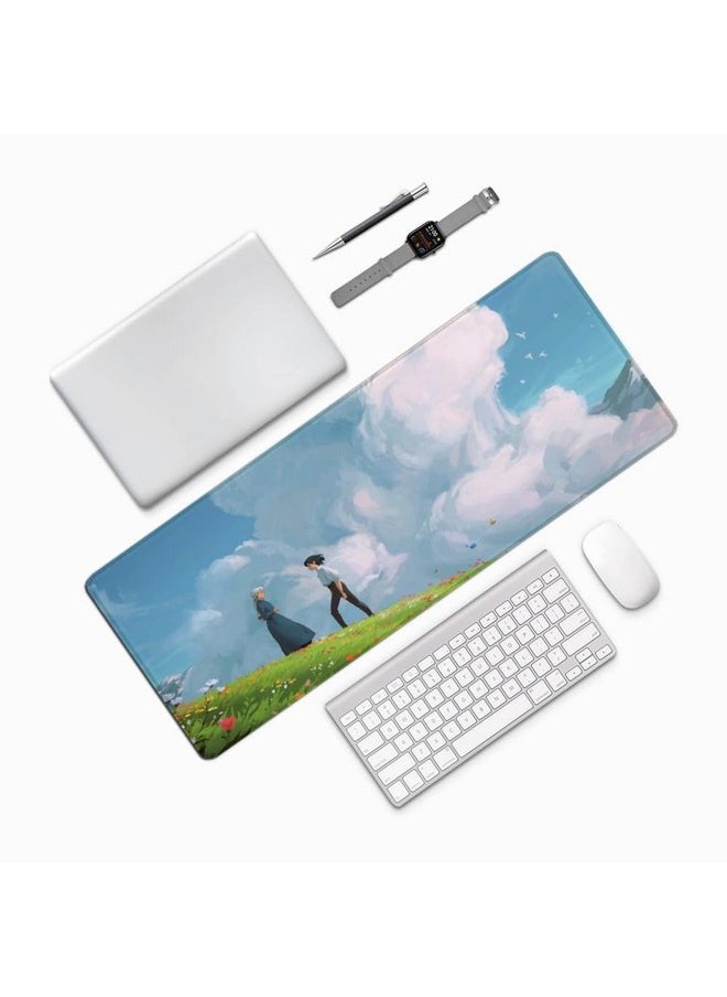 COW - Anime Desk Mat Cute Anime Kawaii Studio Mouse Pad Large Gaming Desk Pad,Extended Laptop Computer Keyboard Mat Desk Mats On Top Of Desks,31.5X11.8 Inch - Image 1