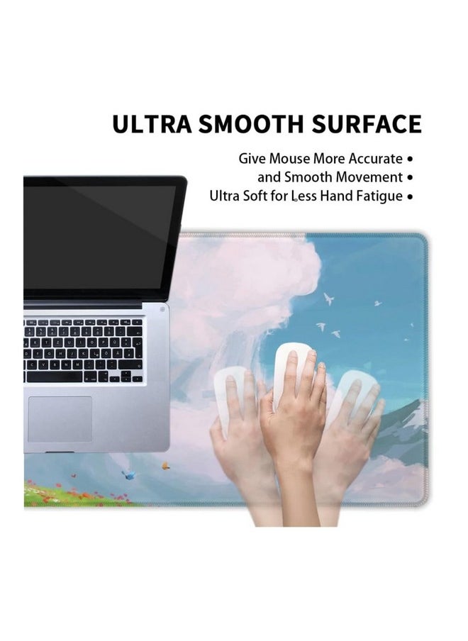 COW - Anime Desk Mat Cute Anime Kawaii Studio Mouse Pad Large Gaming Desk Pad,Extended Laptop Computer Keyboard Mat Desk Mats On Top Of Desks,31.5X11.8 Inch - Image 1